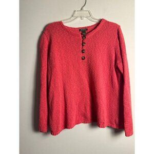 Eddie Bauer Women’s Coral Color Pullover Sweater Size 2XL with four buttons